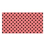 Polka Dots - Black on Coral Pink Satin Shawl