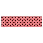 Polka Dots - Black on Coral Pink Satin Scarf (Oblong)