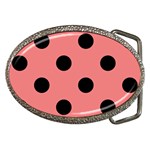 Polka Dots - Black on Coral Pink Belt Buckle