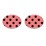 Polka Dots - Black on Coral Pink Cufflinks (Oval)