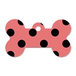 Polka Dots - Black on Coral Pink Dog Tag Bone (One Side)