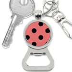 Polka Dots - Black on Coral Pink Bottle Opener Key Chain