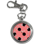 Polka Dots - Black on Coral Pink Key Chain Watch