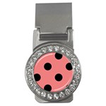 Polka Dots - Black on Coral Pink Money Clip (CZ)