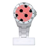 Polka Dots - Black on Coral Pink Nurses Watch