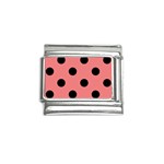 Polka Dots - Black on Coral Pink Italian Charm (9mm)