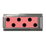 Polka Dots - Black on Coral Pink Superlink Italian Charm (9mm)