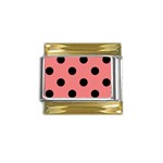 Polka Dots - Black on Coral Pink Gold Trim Italian Charm (9mm)