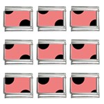 Polka Dots - Black on Coral Pink 9mm Italian Charm (9 pack)