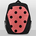 Polka Dots - Black on Coral Pink Backpack Bag