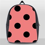 Polka Dots - Black on Coral Pink School Bag (XL)