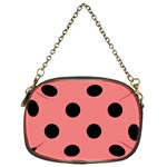 Polka Dots - Black on Coral Pink Chain Purse (One Side)