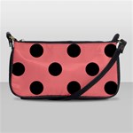 Polka Dots - Black on Coral Pink Shoulder Clutch Bag