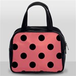 Polka Dots - Black on Coral Pink Classic Handbag (Two Sides)