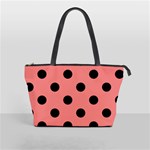 Polka Dots - Black on Coral Pink Classic Shoulder Handbag (One Side)