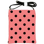 Polka Dots - Black on Coral Pink Shoulder Sling Bag