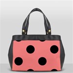 Polka Dots - Black on Coral Pink Classic Oversize Office Handbag (Two Sides)