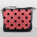 Polka Dots - Black on Coral Pink Messenger Bag