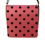 Polka Dots - Black on Coral Pink Flap Closure Messenger Bag (L)