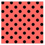 Polka Dots - Black on Pastel Red Large Satin Scarf (Square)