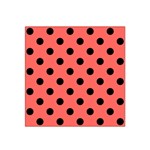 Polka Dots - Black on Pastel Red Satin Bandana Scarf