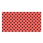 Polka Dots - Black on Pastel Red Satin Shawl