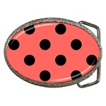 Polka Dots - Black on Pastel Red Belt Buckle