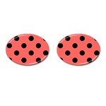 Polka Dots - Black on Pastel Red Cufflinks (Oval)