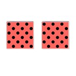 Polka Dots - Black on Pastel Red Cufflinks (Square)