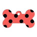 Polka Dots - Black on Pastel Red Dog Tag Bone (One Side)