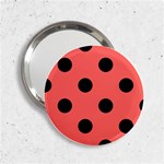 Polka Dots - Black on Pastel Red 2.25  Handbag Mirror