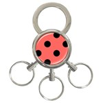 Polka Dots - Black on Pastel Red 3-Ring Key Chain