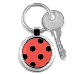 Polka Dots - Black on Pastel Red Key Chain (Round)