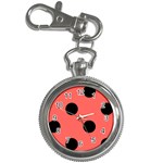 Polka Dots - Black on Pastel Red Key Chain Watch