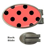 Polka Dots - Black on Pastel Red Money Clip (Oval)