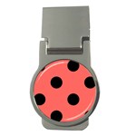 Polka Dots - Black on Pastel Red Money Clip (Round)