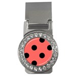 Polka Dots - Black on Pastel Red Money Clip (CZ)