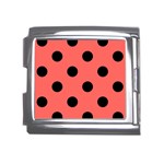 Polka Dots - Black on Pastel Red Mega Link Italian Charm (18mm)