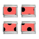 Polka Dots - Black on Pastel Red 9mm Italian Charm (4 pack)