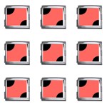 Polka Dots - Black on Pastel Red Mega Link Italian Charm (9 pack)