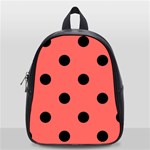 Polka Dots - Black on Pastel Red School Bag (Small)