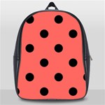 Polka Dots - Black on Pastel Red School Bag (Large)