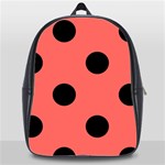 Polka Dots - Black on Pastel Red School Bag (XL)