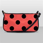 Polka Dots - Black on Pastel Red Shoulder Clutch Bag