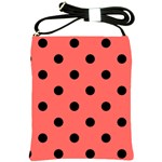 Polka Dots - Black on Pastel Red Shoulder Sling Bag