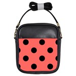 Polka Dots - Black on Pastel Red Girls Sling Bag