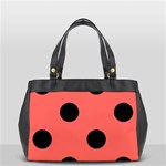 Polka Dots - Black on Pastel Red Classic Oversize Office Handbag (Two Sides)