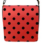 Polka Dots - Black on Pastel Red Flap Closure Messenger Bag (S)