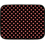 Polka Dots - Pastel Red on Black Fleece Blanket (Mini)