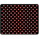 Polka Dots - Pastel Red on Black Fleece Blanket (Medium) (One Side)